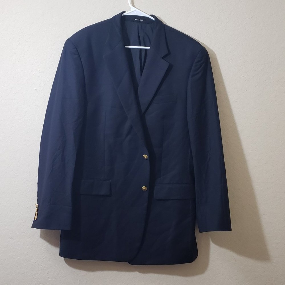 LAUREN RALPH LAUREN Navy Blue 100% Wool - Suit Jacket Blazer SIZE 43L